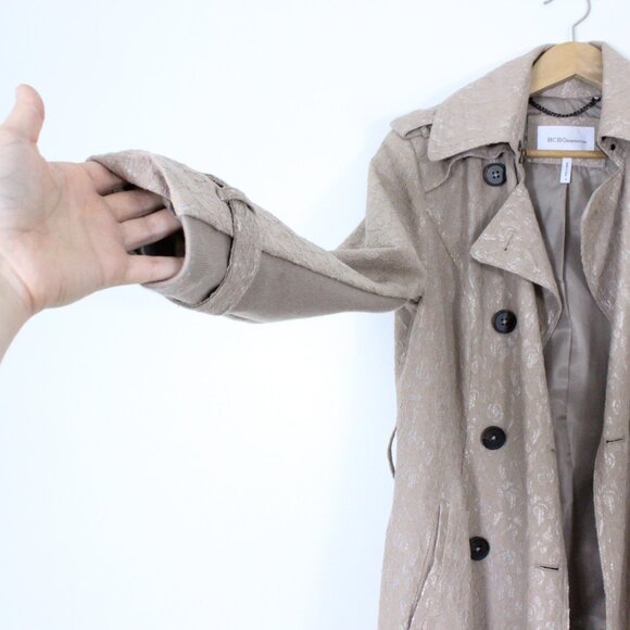 *BCBGeneration Women's Belted Lace Beige Trench Coat - Picture 7 of 11